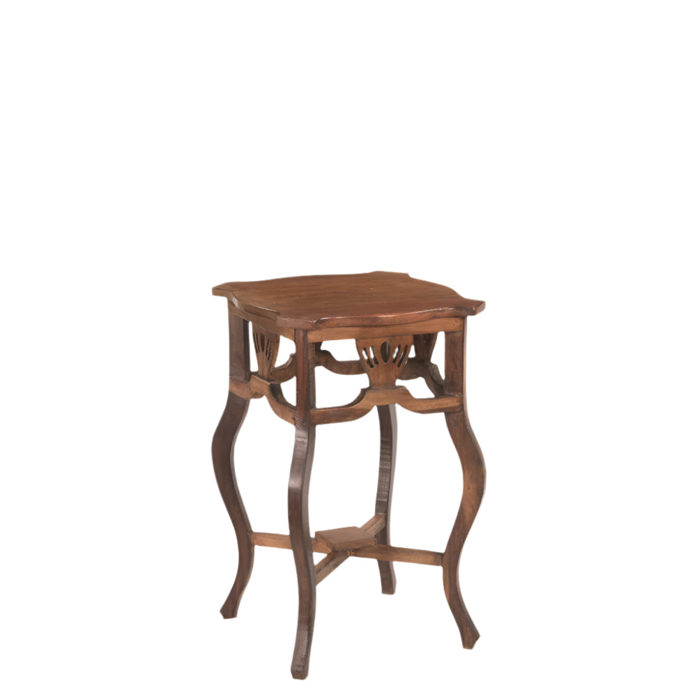 The Clover Antique Side Table in Natural Teak
