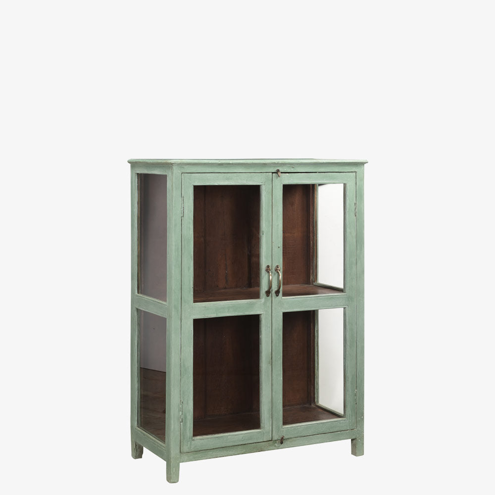 The Rua Antique Mini Display Dresser in Lichen Green
