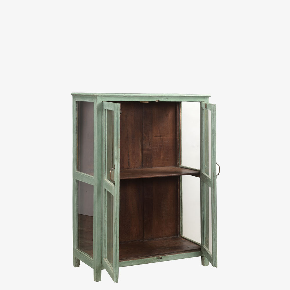 The Rua Antique Mini Display Dresser in Lichen Green