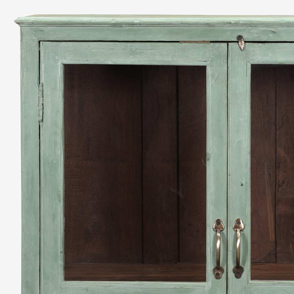 The Rua Antique Mini Display Dresser in Lichen Green