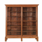 Antique teak library display cabinet with architectural cornice detailing and deep shelving—crafted in the early to mid-1800s.