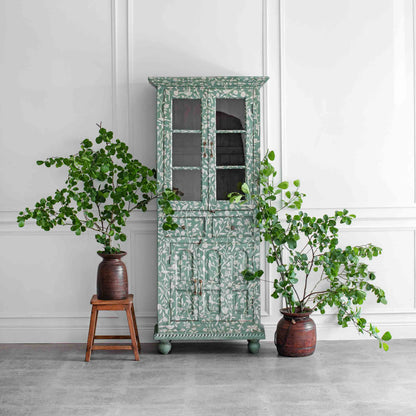 The Ethereal Hand Painted Slim Antique Display Dresser