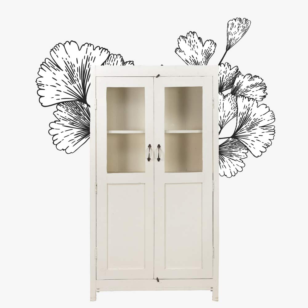 The Lyon Antique Display Dresser in Linen White