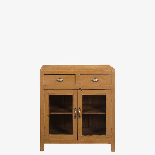 The Leah Antique Display Cabinet in Mustard Yellow
