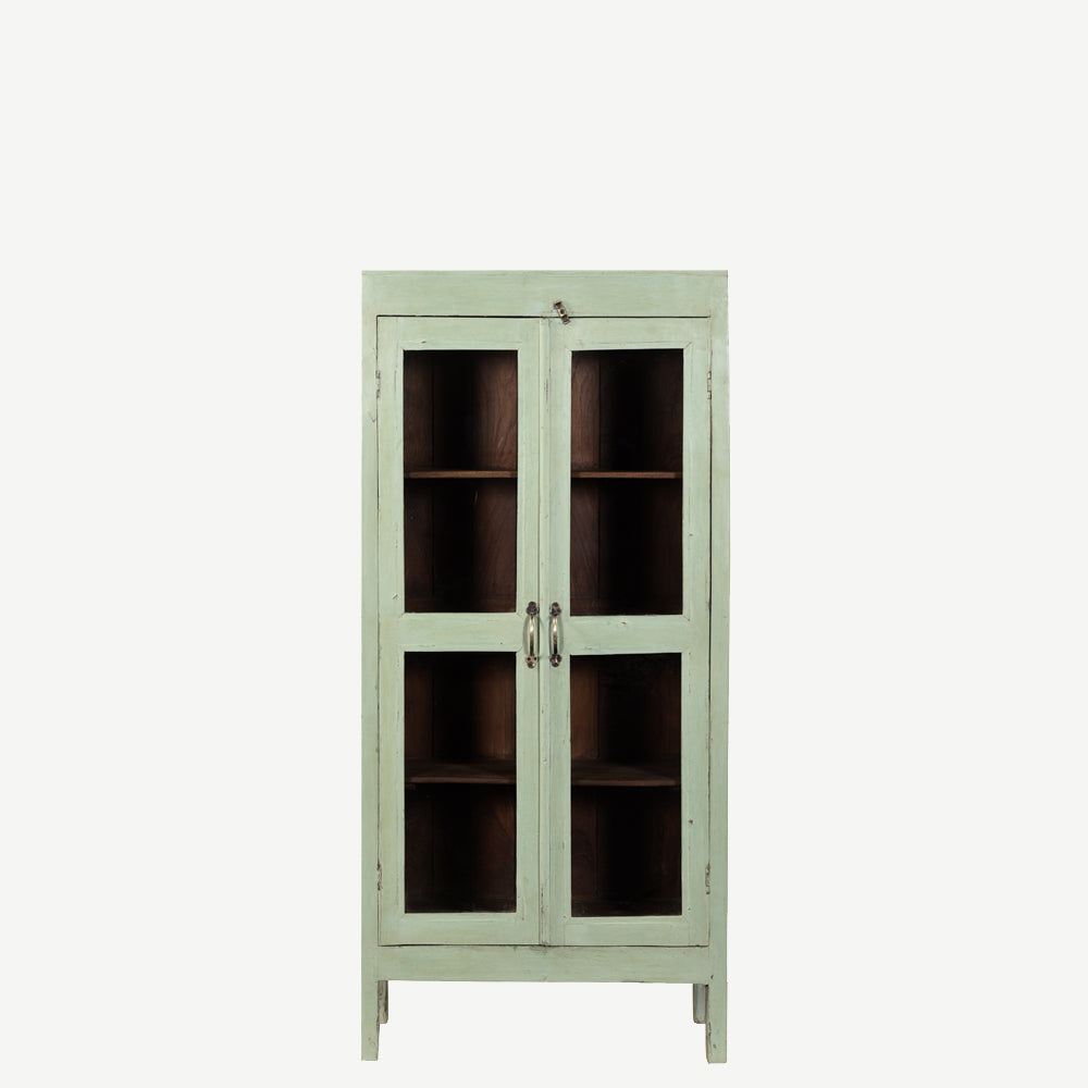 The Cabra Antique Mini Display Dresser in Lichen Green