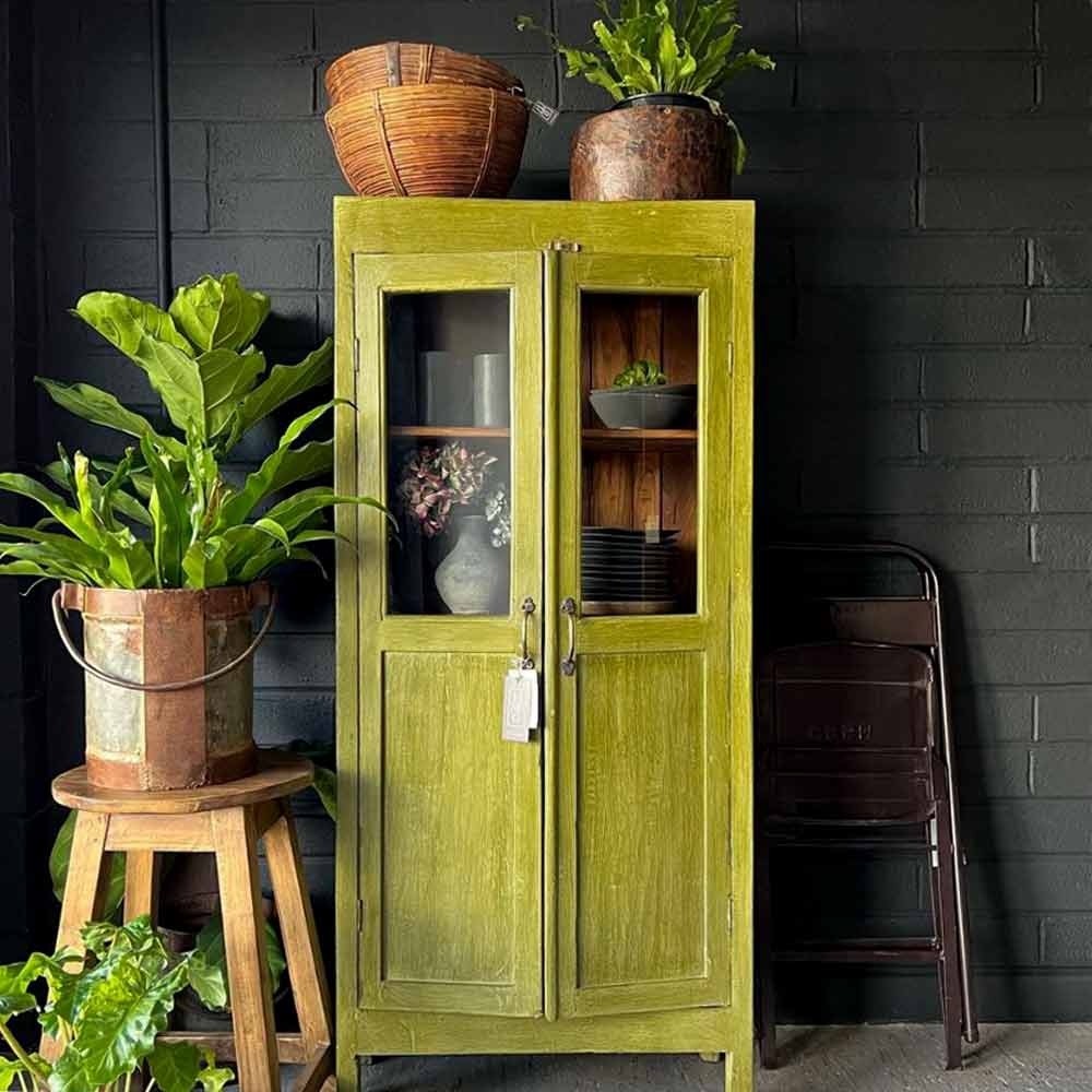 The Keen Antique Mini Display Dresser in Fern Frond Green