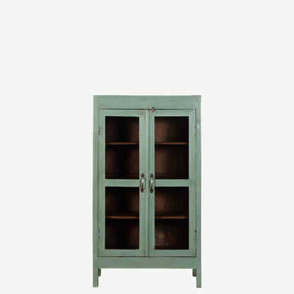 The Deel Antique Mini Display Dresser in Lichen Green
