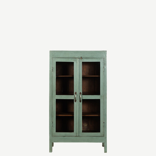 The Deel Antique Mini Display Dresser in Lichen Green