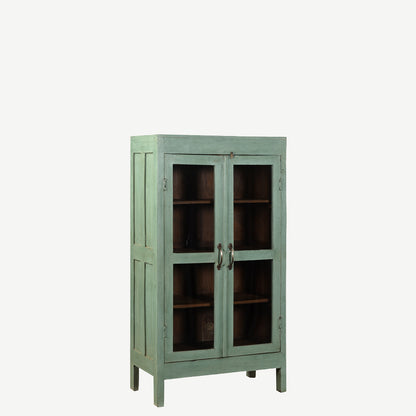 The Deel Antique Mini Display Dresser in Lichen Green